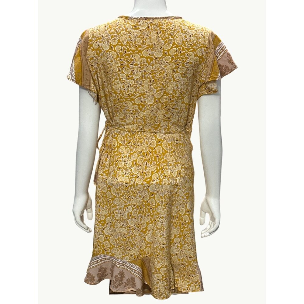 CCC Bohemian Floral Wrap Dress Short Sleeve V-Neck Elegant Summer Style - Picture 3 of 6